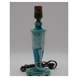 Art Deco Turquoise Slag Glass Table Lamp