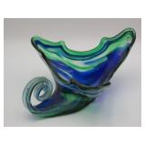 Blue And Green Art Glass Centerpiece