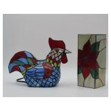 Stained Glass Rooster Lamp And Vase