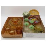 Amber, Green And Carnival Glass Tablewares