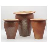 Three Decorated Pottery Planters