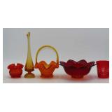 Amberina And Ruby Glass Tablewares