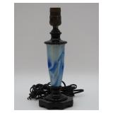 Art Deco Blue Slag Glass Table Lamp