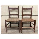 Pair Of Splint Seat Ladder Back Chairs