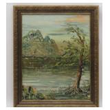 Framed Mountain Landscape Painting