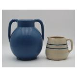 Pottery Vase And Stoneware Pitcher