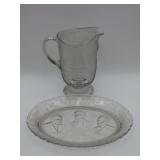 Patriotic Glass Pitcher And Memorial Platter