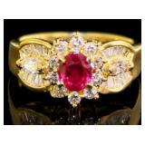 18k Gold 1.70 ct Natural Ruby & VS Diamond Ring