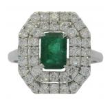 14k Gold 1.71ct Natural Emerald & Lab Diamond Ring