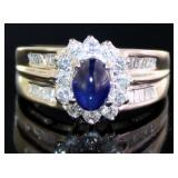 Plat. 2.20 ct Natural Star Sapphire & Diamond Ring