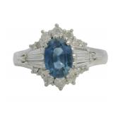 Platinum 1.62 ct Natural Sapphire & Diamond Ring