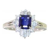 Platinum 1.44ct Natural Sapphire & VS Diamond Ring
