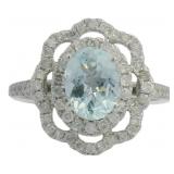 14k Gold 1.72 ct Aquamarine & Diamond Ring