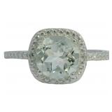 Round 2.08 ct Green Amethyst & Diamond Ring
