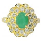 Oval 2.26 ct Natural Emerald & Diamond Ring