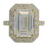 14kt Gold 8.57 ct Emerald Cut VS Lab Diamond Ring