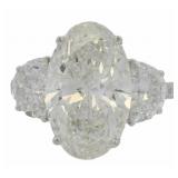 14k Gold 6.22 ct Oval Cut Lab Diamond Ring