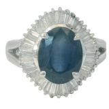 Platinum 2.55 ct Natural Sapphire & Diamond Ring