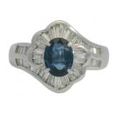 Platinum 1.59 ct Natural Sapphire & Diamond Ring