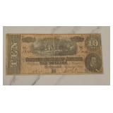 1864 $10 Confederate States of America Note