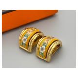 Hermes Enamel Flower Clip-on Earrings