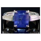 14kt Gold 5.14 ct GIA Sapphire & Lab Diamond Ring
