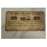 1862 25 Cent State of Georgia Treasury Note