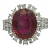 14k Gold 9.27 ct Oval Ruby & Diamond Ring