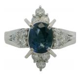 Platinum 1.47 ct Natural Sapphire & Diamond Ring