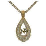 Nina Ricci Rhinestone Logo Tear Necklace