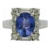 Platinum 2.72 ct Natural Tanzanite & Diamond Ring