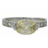 Platinum 1.27 ct Oval Fancy Yellow Diamond Ring