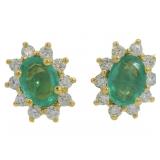 Brilliant 2.14 ct Lab Emerald & Diamond Earrings