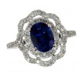 14k Gold 2.32 ct Oval Sapphire & Diamond Ring