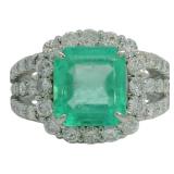 Platinum 6.13 ct Emerald & Diamond Ring