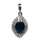 Platinum 3.16 ct Sapphire & Diamond Pendant