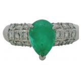 Platinum 1.96 ct Natural Emerald & Diamond Ring