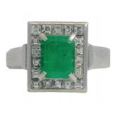 Platinum 1.67 ct Natural Emerald & VS Diamond Ring