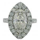 14kt Gold 3.09 ct Marquise Cut Lab Diamond Ring