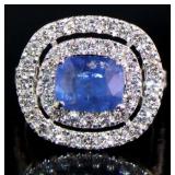 14kt Gold 4.68 ct GIA Sapphire & Lab Diamond Ring