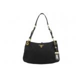 PRADA Black Nylon Gold Metal Shoulder Bag