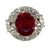 14k Gold 9.88 ct Oval Ruby & Diamond Ring