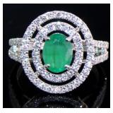 14k Gold 2.01ct Natural Emerald & Lab Diamond Ring