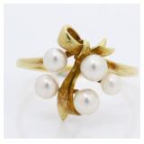Mikimoto K18YG Baby Pearl Ring Size 5.5