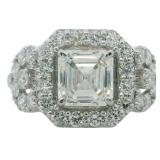 14kt Gold 3.53 ct Asscher Cut VS Lab Diamond Ring