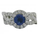Round 2.03 ct Lab Sapphire & VS Diamond Ring