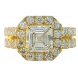 14kt Gold 2.95 ct Asscher Cut VS Lab Diamond Ring