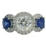 14k Gold 2.92 ct VS Lab Diamond & Sapphire Ring