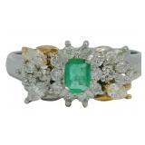 Platinum 1/2 ct Natural Emerald & VS Diamond Ring