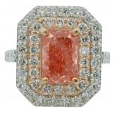 Radiant Cut 3.77 ct VS Vivid Pink Lab Diamond Ring